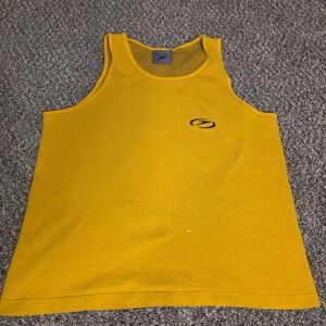Speedo Mens Mesh Tank Top Yellow Sleeveless Athletic Training Jersey XL